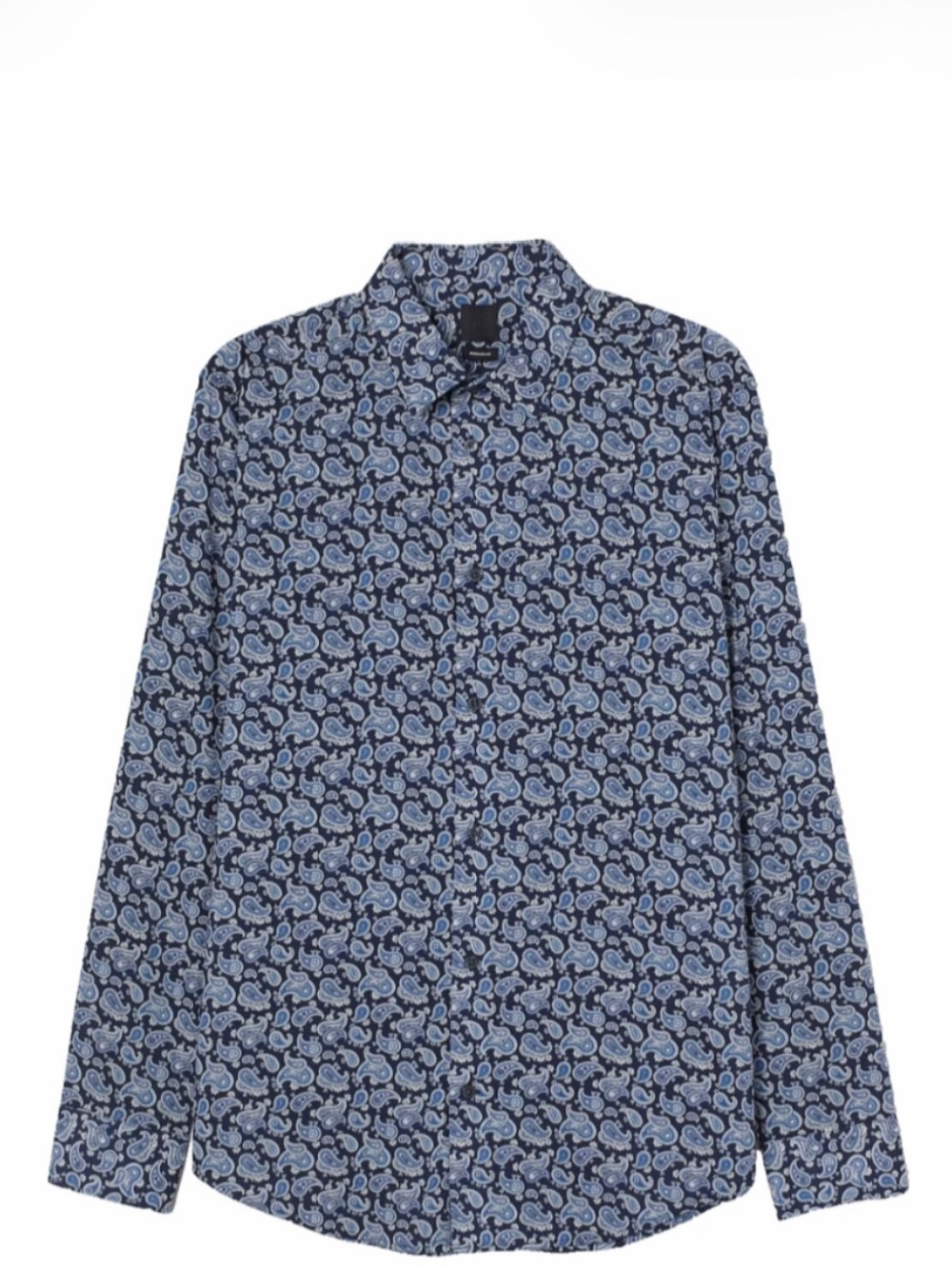 H&M Navy and Light Blue Paisley Button-Down Shirt